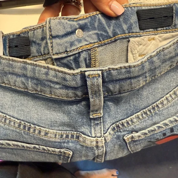 H&M Blue Keith Haring Heart-Patterned Wide Leg Jeans - Picture 5 of 10